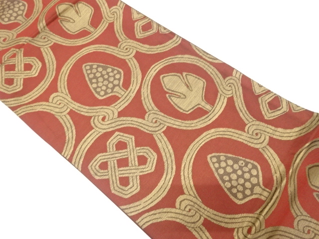 JAPANESE KIMONO / ANTIQUE FUKURO OBI / SILK / WOVEN PLANTS